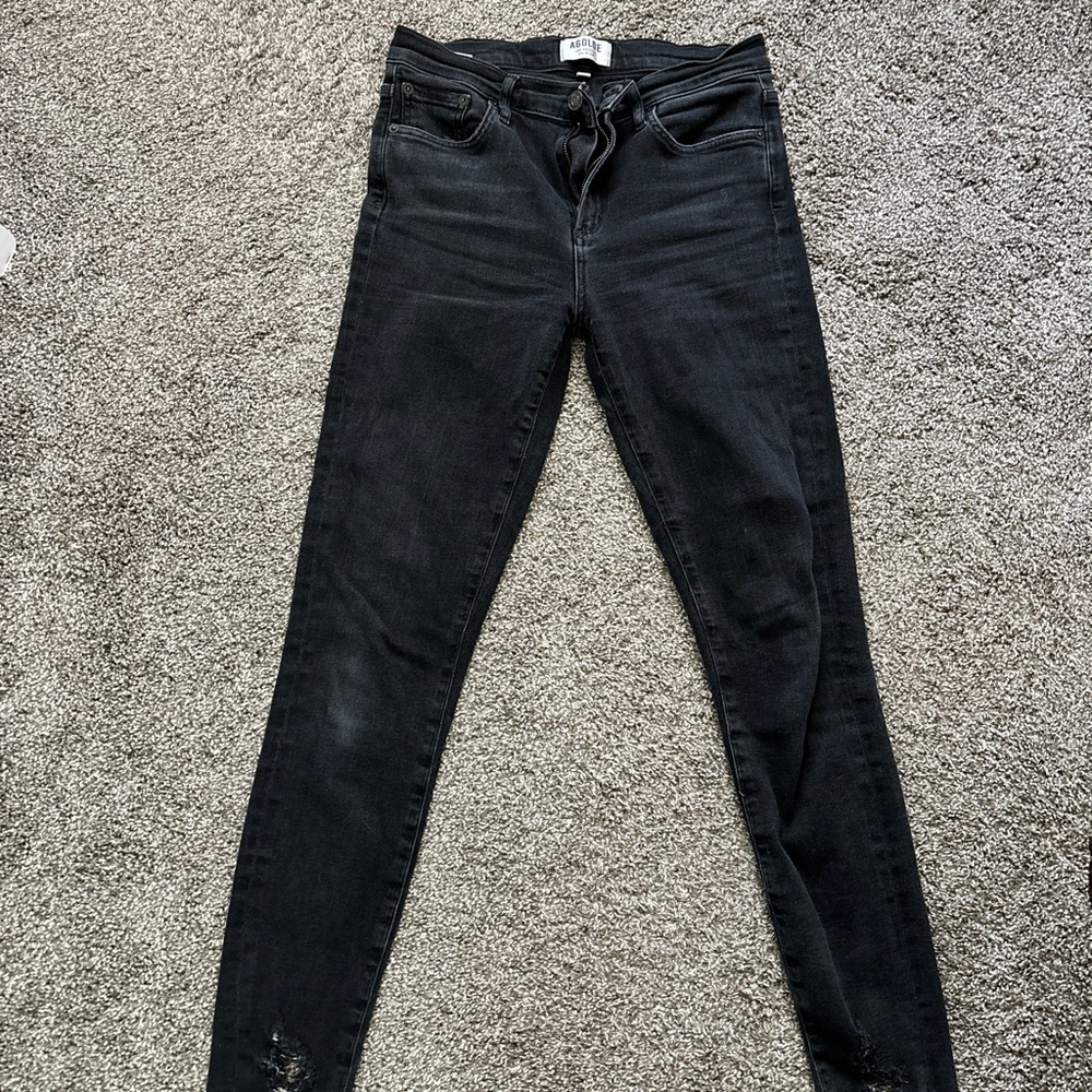 Agolde Sophie Skinny Ankle Women's Jeans, Black Sz 28